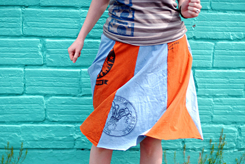 skirt made of recycled tshirts